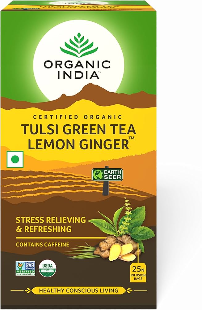 Organic Tulsi Green Lemon Ginger Tea